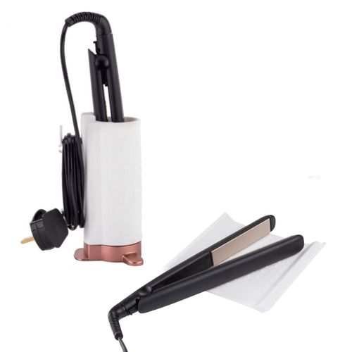 Minky Styling Pod - Silicone Heat Resistant Storage for Straighteners & Hair Crimper, Cable Management, Heat Proof, Lightweight, Heat Resistant Mat Included, Choice of Colours (White & Rose Gold)