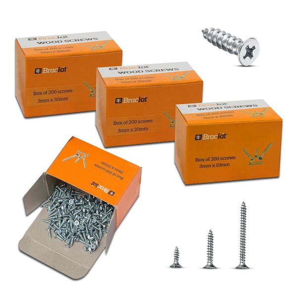 Wood Screws Set 3mm Range – Pozi-drive Countersunk Zinc Plated Steel Screws – 600 Pieces – 15mm, 40mm and 50mm…