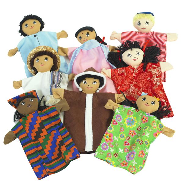 Children's Factory Multi-Cultural Hand Puppets, Set-8, Kids Preschool or Daycare Pretend Play, Toddler Playroom or Homeschool Activity