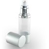 Cosmetic Packaging Now! Luxe Airless Bottle, 30 ML, Clear Bottle w/Matte Silver