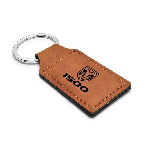 iPick Image Compatible with RAM 1500 Logo Rectangular Brown Leatherette Key Chain