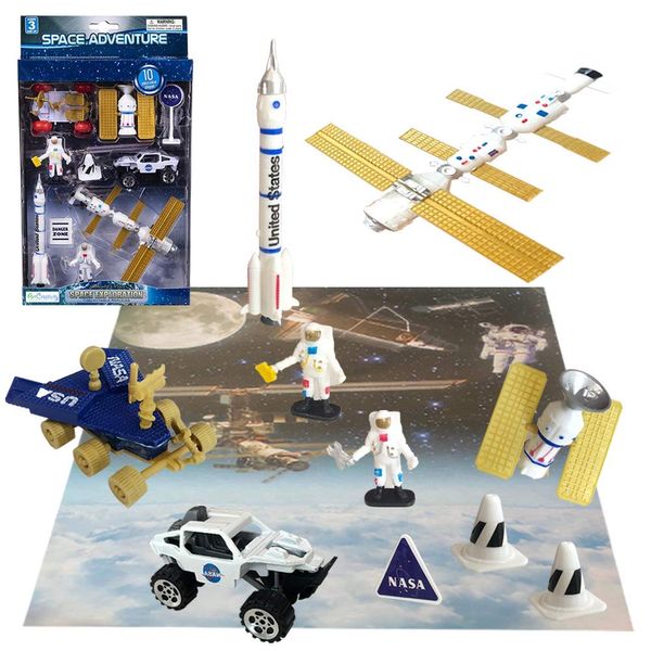 ArtCreativity 10 Pc Space Explorer Toy Kit, Pretend Play Set with Astronaut Figurines, Robotic Exploration Truck, Diecast Metal Vehicle, NASA Sign and More, Best Gift for Exploring Boys and Girls