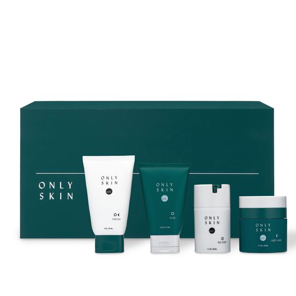 Men's Standard Skin Care Kit, 4-Piece, Face Cleanser, Face Scrub, Day Cream & Night Moisturizer Gift Set for Men, Back To School Gifts, Father's Day Gift