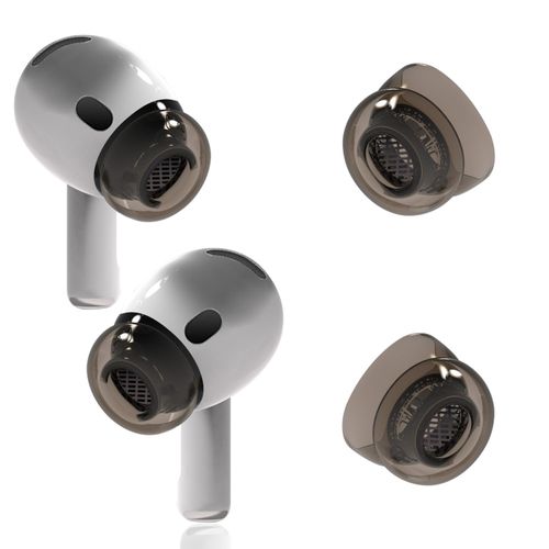 Replacement Ear Tips for Airpods 4/Airpods 3, with Noise Reduction Hole, TPE Material Non-Slip, Replacement Earphone earplugs Soft Cover for Airpods 4 with Portable Storage Box (Transparent Black, S)