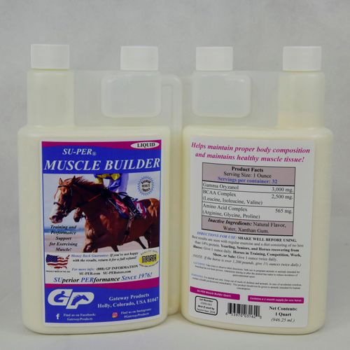 SU-PER Muscle Builder Horse Supplement - Training and Performance Support for Exercising Muscle - 1 Quart, (2 Pack)