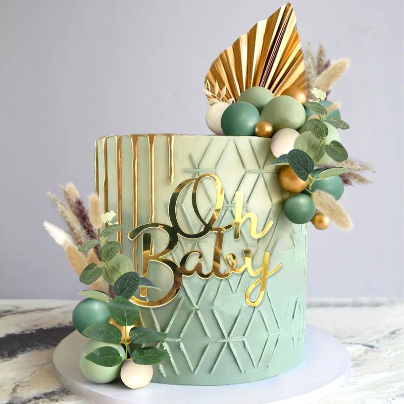 Gender Reveal Baby Shower GLITTER Cake Topper | Acrylic | Personalised Cake Decoration | Handmade | Handpainted - Denmark