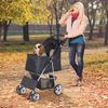 Pet Stroller 4 Wheels Dog Cat Stroller Foldable Puppy Stroller with Cup Holder