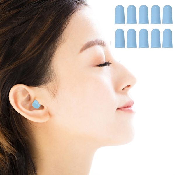 PURAIMA 10pcs Sleep Earplugs, Noise Reduction Earplugs, Soft Sponge Earplugs, Effectively Reduce Noise Earplugs, Storage Box, Blue