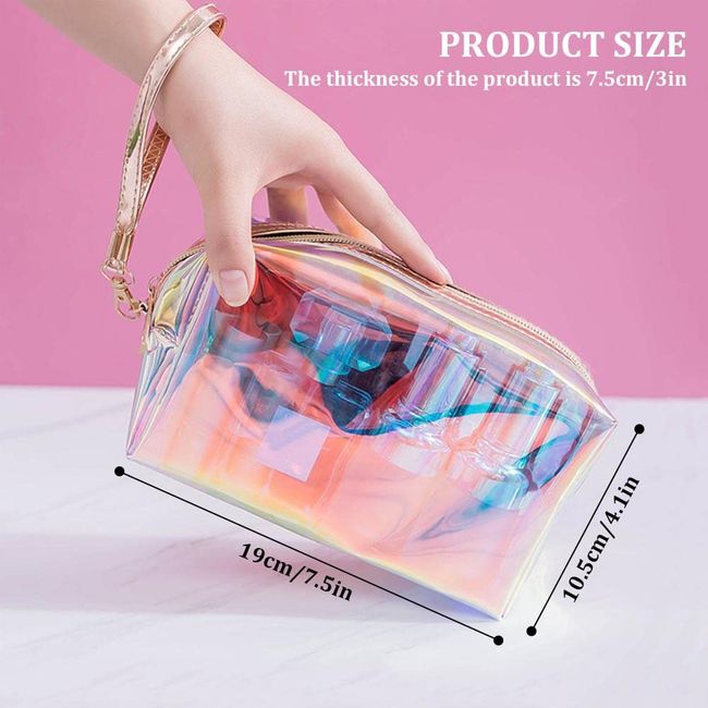 Travel Makeup Bag Cosmetic Bag Makeup Bag Toiletry bag Makeup bags for  women and girls PU Leather Portable Versatile Zipper Pouch For Women (H)