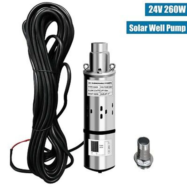 DC 24V 3'' Solar Deep Well Pump Water Pump 2300L/h Stainless Steel Submersible