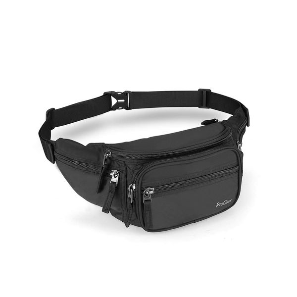 ProCase Fanny Pack Waist Packs for Men Women, Waist Bag Hip Pack for Travel Hiking Running Outdoor Sports -Black