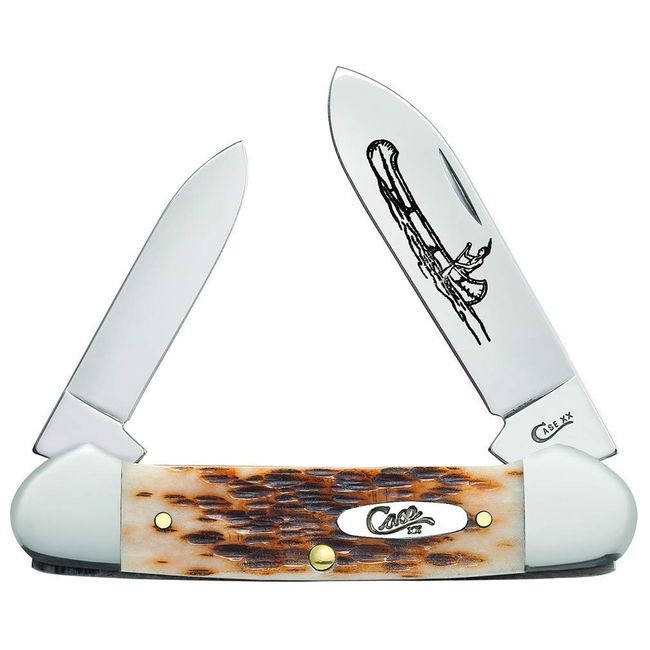 CASE XX WR Pocket Knife Amber Jigged Bone Canoe Cv Item #263 - (62131 Cv) - Length Closed: 3 5/8 Inches