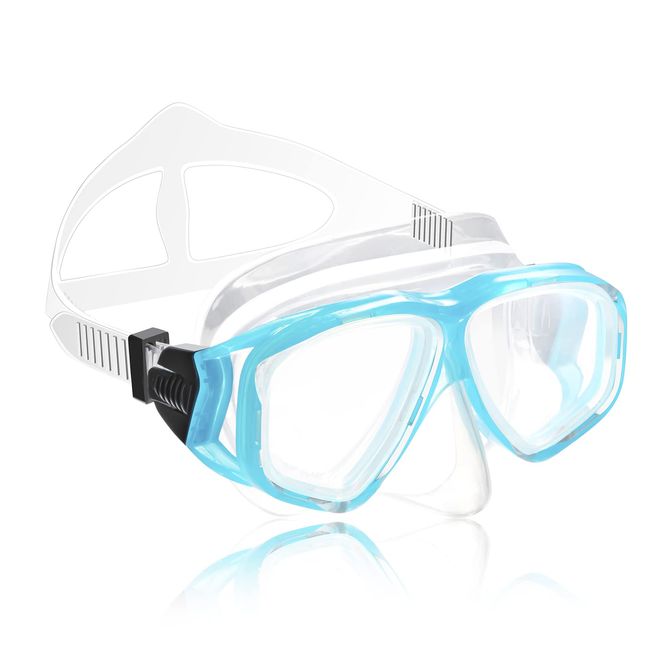 HOLEMZ Taucherbrille Kinder Tauchmaske mit Antibeschlag UV Schutz Nasenklammern Ohrstöpsel Silikonband Verstellbares Anti-Leck für Trocken Schnorchel Jungen Mädchen Unisex Blau