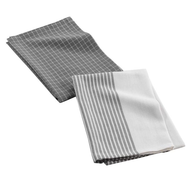 DOUCEUR D'INTERIEUR 2 x Tea Towels, Grey, 50 x 70 CM