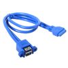 Cablecc Stackable USB 3.0 Female Panel Type to Motherboard 20 Pin Header Cable Dual Port 50cm