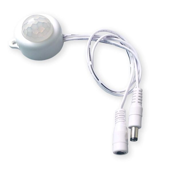 DC 6V 12V-24V 5A PIR Motion Activated Body Sensor Switch with DC Cable for LED Strip Light ((Roundness(with Light Sensor), White)