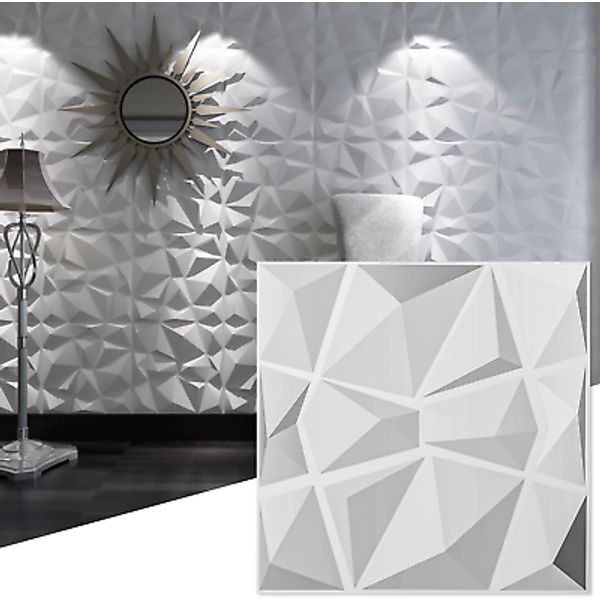 Art3d Decorative 3D Wall Panels Diamond Design Pack of 12 Tiles 32 Sq Ft Plant