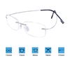 JoXiGo 2Pack Rimless Reading Glasses Super Lightweight Flexible Frame + Glasses Strap,Silver+1.0