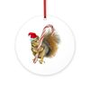 CafePress Squirrel Candy Cane 4" Round MDF Wood Ornament