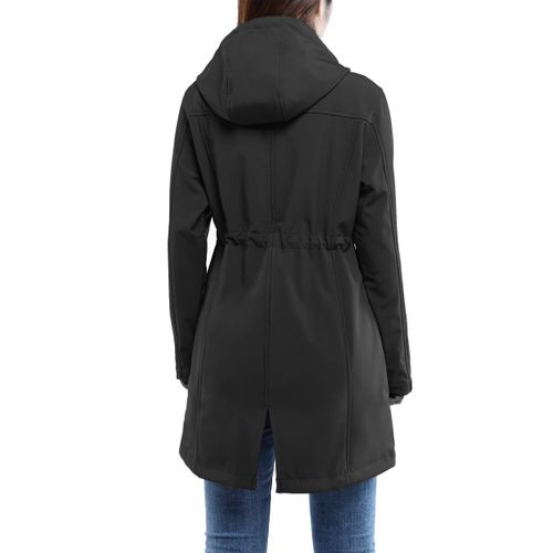 33,000ft Women's Softshell Long Jacket with Hood Fleece Lined Windproof Warm up Waterproof Windbreaker