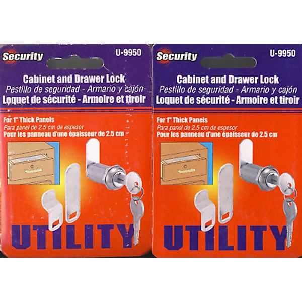 2 Defender Security U-9950  Drawer and Cabinet Locks For 1" Panels NEW SEALED!