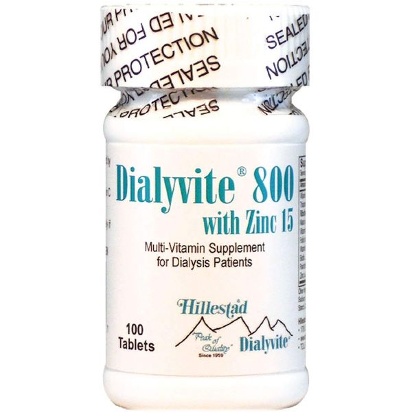 Dialyvite 800 with Zinc 15 mg. - 100 Tabs (Renal Supplement)