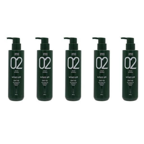 Amos Green Tea Real Hair Loss Shampoo Beauty Salon Oily Scalp Refreshing Type 500ml 5ea