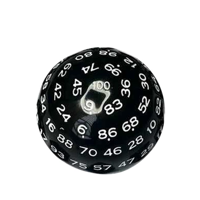 Felimoa 100 Sided Dice Board Game Party Dice 45mm Diameter (Black x White)