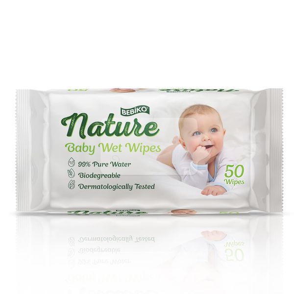 Nature Baby Wipes | Water Wipes | Biodegradable Wipes | Gently Moisturising | Light Refreshing Scent | Senstivie Skin | pH Balanced | Alcohol Free | Standard Pack | 50 Wipes