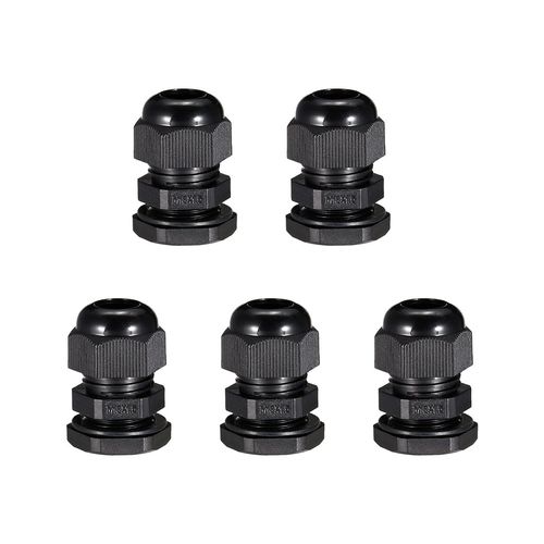 uxcell M18 Cable Gland Waterproof Connector Plastic Wire Glands Joints Black for 5-10mm Dia Wires 5Pcs