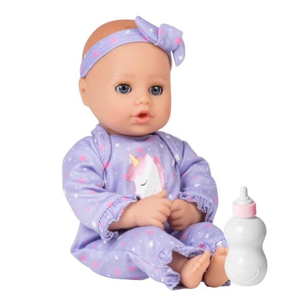 ADORA Play Time Babies Collection, 13" Baby Doll with Doll Clothes and Accesories, Made with Sweet Baby Powder Scent, and GentleTouch Vinyl Body, Birthday Gift for Ages 1+ - Unicorn Glitter