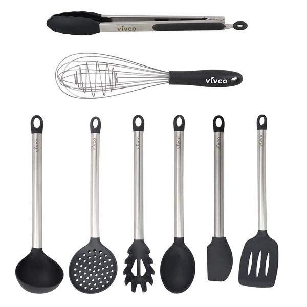 Vivco Kitchen 8 Piece Kitchen Utencil Set - Black