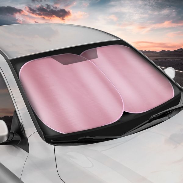 Metallic Pink  GOOD Quality Reflective Polyester Pop Up Car Windshield Sun Shade