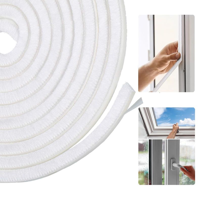 Draft Excluder for Doors Windows, 5 Meters(L) x 9 mm(W) x 5mm(T) Brush ...