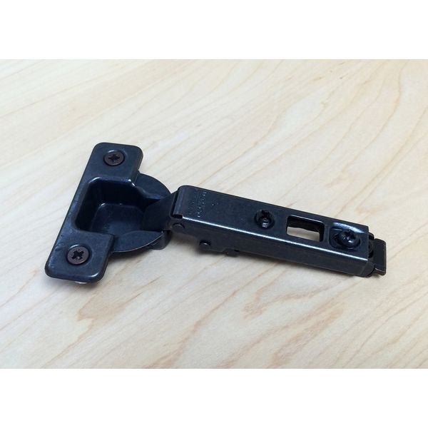 110 Degree Overlay Free-Swinging Hinge with Dowels in Black - 4 Pack