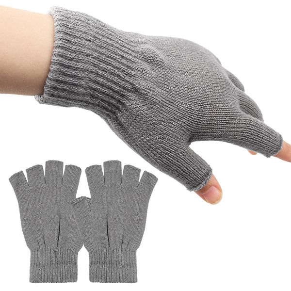 Fingerlose Handschuhe Herren,Handschuhe Damen Fingerlos,Handschuhe Ohne Finger,Handschuhe Fingerlos,Handschuhe Ohne Fingerkuppen,Fingerless Gloves,Fingerhandschuhe Herren und Damen (Hellgrau)