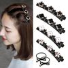 Three Flower Side Hair Clips, 4Pcs Double Braided Hair Clip with 2 Hair Ties Clover Hair Clip Star Weaving Sectioning Hair Clips Flower Hair Clip for Women Girls