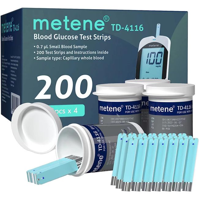 Metene TD-4116 Blood Glucose Test Strips 200 Count Test Strips for Diabetes U