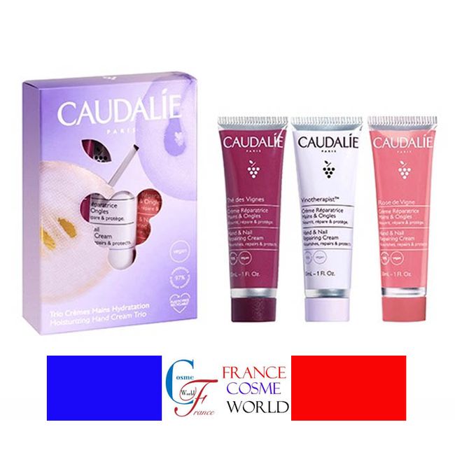 Caudalie Trio Hand Cream 30ml Set of 3 Moisturizing Cream Dryness Hand Care Nail Care Gift Christmas Christmas Present Holiday Gift Present Thank You Small Present Overseas Mail Order  CAUDALIE TRIO CREME MAINS HYDRATATION 30ml 3PCS SET