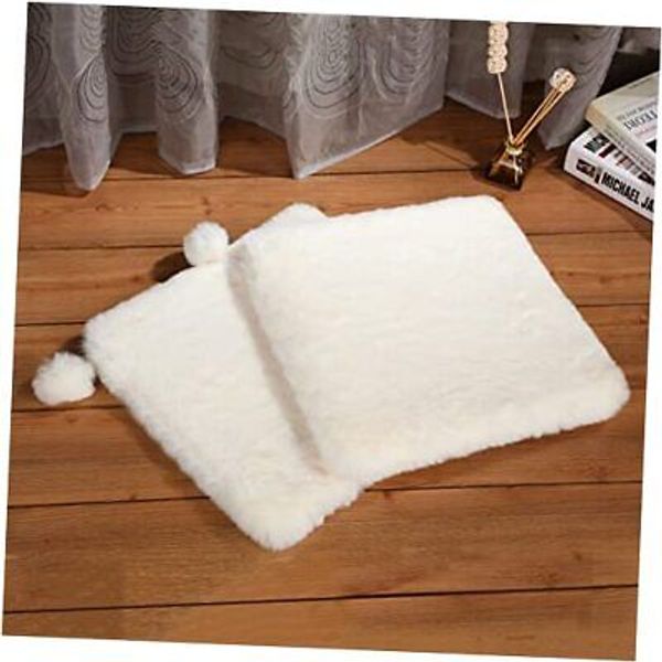 2-Pack 15.7" Square Faux Rabbit Fur Cat Dog Bed Cushion Pad Mat, 15.7" x 15.7"