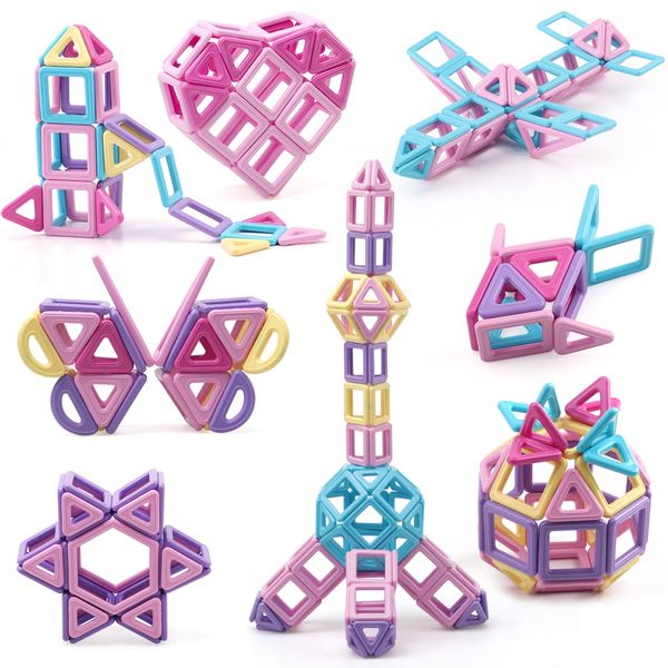 POSO Magnetic Blocks, Magnetic Toys, Magnetic Girls, Toys, Refill Pack, Magnetic Parts, Sold Separately, Additional Trial Pack, Educational Toys, Macaron Color, Building Blocks, 3D Puzzle, Kids,