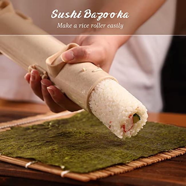 Sushi Making Kit, All In One Sushi Bazooka Maker With Bamboo Mats