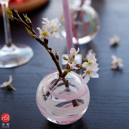 ADERIA F71662 Tsugaru Vidro Flower Travel, Cherry Blossom Flower, Single Vase, Vase, Vase, Fashionable, Glass, Vase Flower, Vase Flower, Gift for Women, Mother's Day, Father's Day, Marriage,