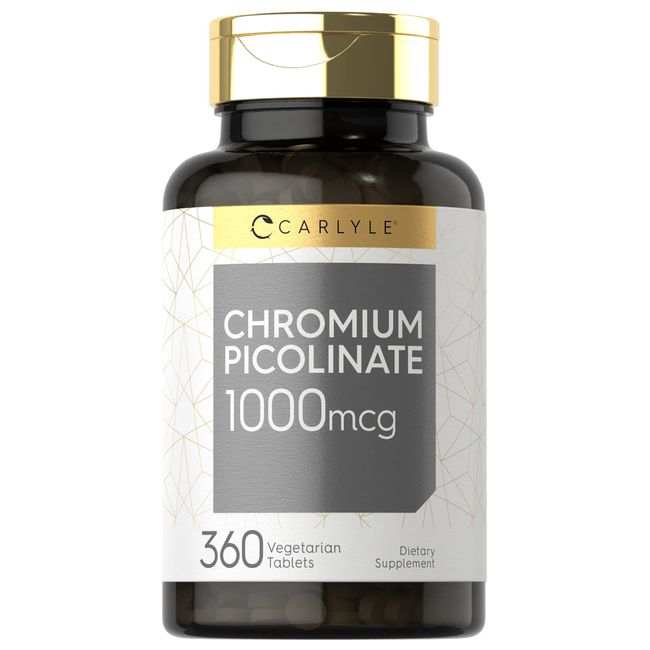 Ultra Chromium Picolinate 1000mcg | 360 Tablets | Vegetarian, Non-GMO, Gluten Free | By Carlyle