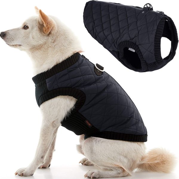 Gooby Fashion Vest Dog Jacket - Black, X-Small - Warm Zip Up Dog Bomber Vest with Dual D Ring Leash - Winter Water Resistant Small Dog Sweater - Dog Clothes for Small Dogs Boy or Medium Dogs