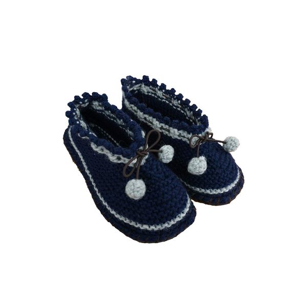 Non-slip Hand-woven Room Shoes, Navy M, Knitting Kit, Slippers, Beginners, Crafts, Handmade Kit, Yarn