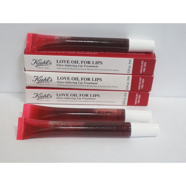 KIEHL'S LOVE OIL FOR LIPS - LIP TREATMENT MIDNIGHT ORCHID 0.3 OZ NWB (LOT OF 3)