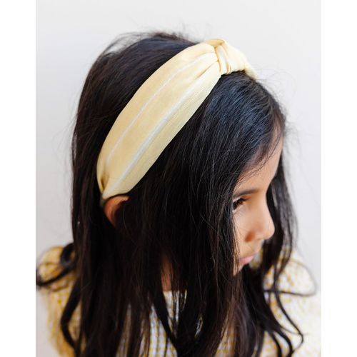Little Poppy Co. Headbands Set - Stylish Handmade Accessories for Girls, Toddlers, and Babies | Premium Quality (Yellow Dainty Stripe + Natasha Floral Headband Set)