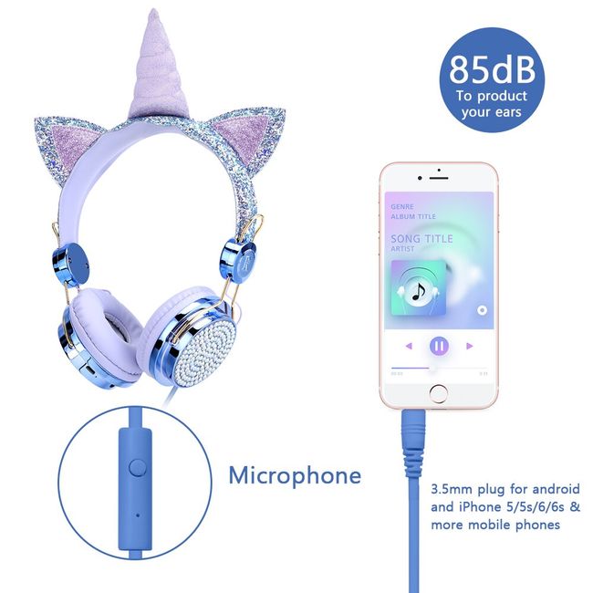 For Cat Earbuds for Kids, Wired Earbud & in-Ear Headphones Gift for School  Girls and Boys with Microphone and Lovely Earphones Storage Case(White) 