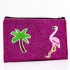 Small Glitter Tropical Cosmetic Bag with Patches